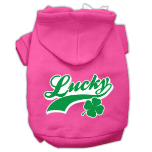 Lucky Swoosh Screen Print Pet Hoodies Bright Pink Size Xl (16)