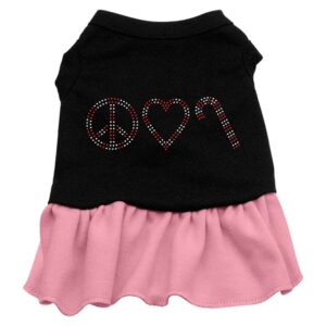 Peace Love Candy Cane Rhinestone Dress Black With Pink Med
