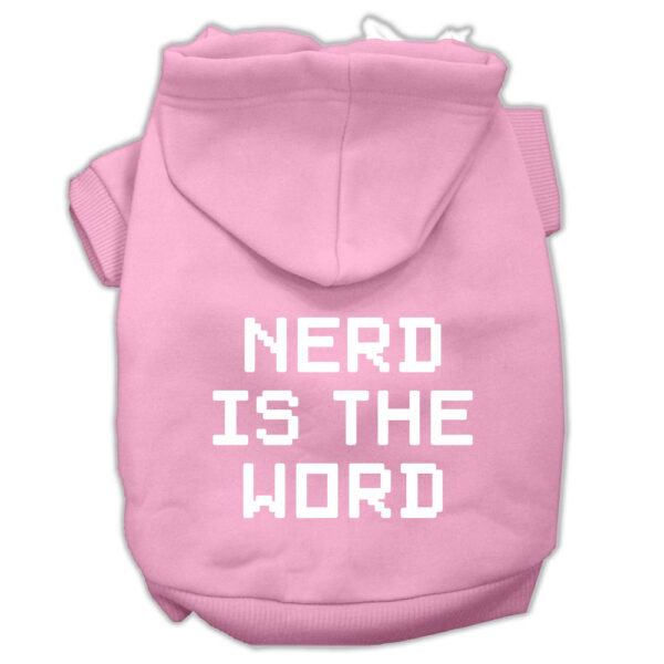 Nerd Is The Word Screen Print Pet Hoodies Light Pink Size Xl (16)
