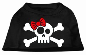 Skull Crossbone Bow Screen Print Shirt Black Sm