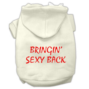 Bringin' Sexy Back Screen Print Pet Hoodies Cream Size Xl (16)