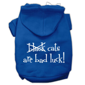 Black Cats Are Bad Luck Screen Print Pet Hoodies Blue Size Xxxl(20)