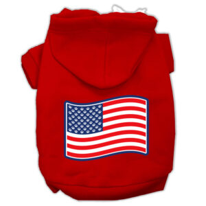 Paws And Stripes Screen Print Pet Hoodies Red Size M (12)