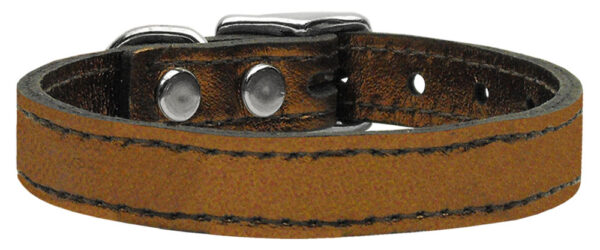 Plain Metallic Leather Dog Collar Bronze 24