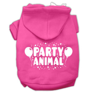 Party Animal Screen Print Pet Hoodies Bright Pink Size Xxl (18)