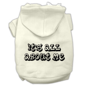 It's All About Me Screen Print Pet Hoodies Cream Size Xl (16)