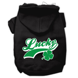 Lucky Swoosh Screen Print Pet Hoodies Black Size Xs (8)
