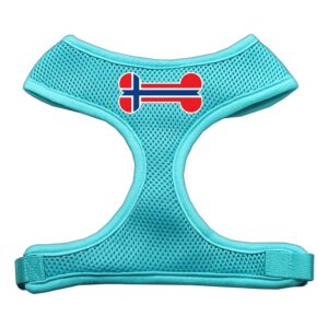 Bone Flag Norway Screen Print Soft Mesh Pet Harness Aqua Extra Large