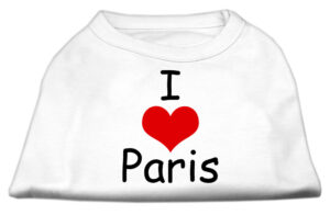 I Love Paris Screen Print Shirts White Xs