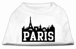 Paris Skyline Screen Print Shirt White Xxl