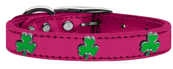 Shamrock Widget Genuine Metallic Leather Dog Collar Pink 14