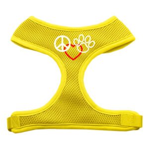 Peace, Love, Paw Design Soft Mesh Pet Harness Yellow Extra Large