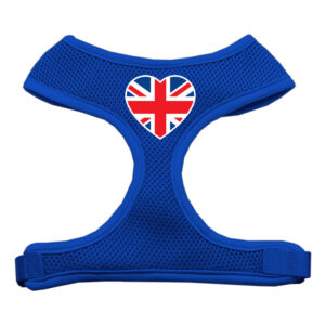 Heart Flag Uk Screen Print Soft Mesh Pet Harness Blue Extra Large