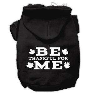 Be Thankful For Me Screen Print Pet Hoodies Black Size Xl (16)