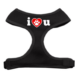 I Love U Soft Mesh Pet Harness Black Medium