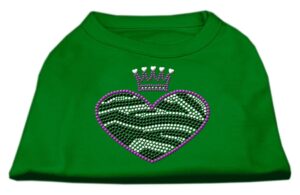 Zebra Heart Rhinestone Dog Shirt Emerald Green Xs (8)