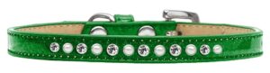 Pearl And Clear Crystal Size 12 Emerald Green Puppy Ice Cream Collar