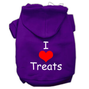 I Love Treats Screen Print Pet Hoodies Purple Size Xl (16)