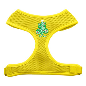 Swirly Christmas Tree Screen Print Soft Mesh Pet Harness Yellow Large