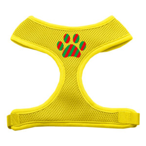Christmas Paw Screen Print Soft Mesh Pet Harness Yellow Large
