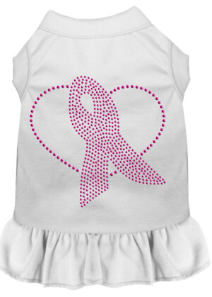 Pink Ribbon Rhinestone Dress White 4x