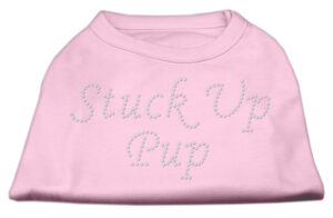 Stuck Up Pup Rhinestone Shirts Light Pink S