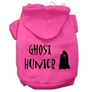 Ghost Hunter Screen Print Pet Hoodies Bright Pink With Black Lettering Lg (14)