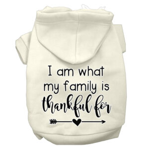 I Am What My Family Is Thankful For Screen Print Dog Hoodie Cream Xxxl