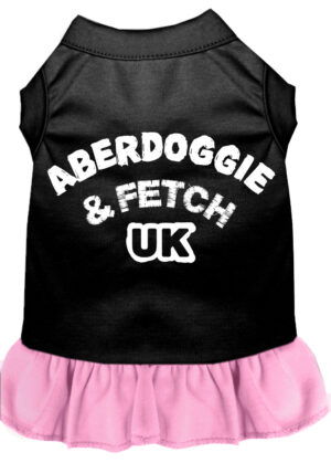 Aberdoggie Uk Screen Print Dog Dress Black With Light Pink Xxl (18)
