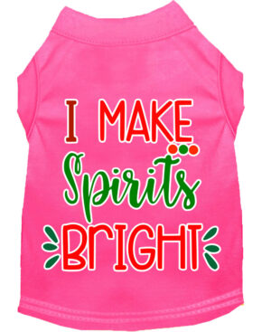 I Make Spirits Bright Screen Print Dog Shirt Bright Pink Lg