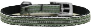 Preppy Stripes Nylon Dog Collar With Classic Buckles 3/8" Green/white Size 14