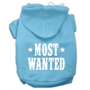 Most Wanted Screen Print Pet Hoodies Baby Blue Size Xs (8)