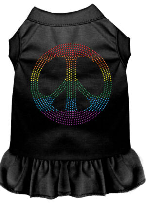 Rhinestone Rainbow Peace Dress Black Xxl
