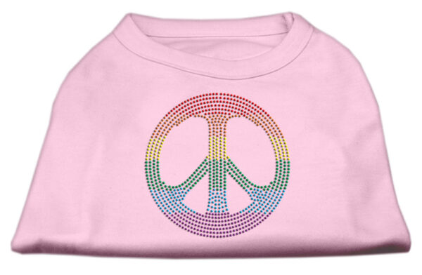 Rhinestone Rainbow Peace Sign Shirts Light Pink Xxl