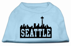 Seattle Skyline Screen Print Shirt Baby Blue Sm