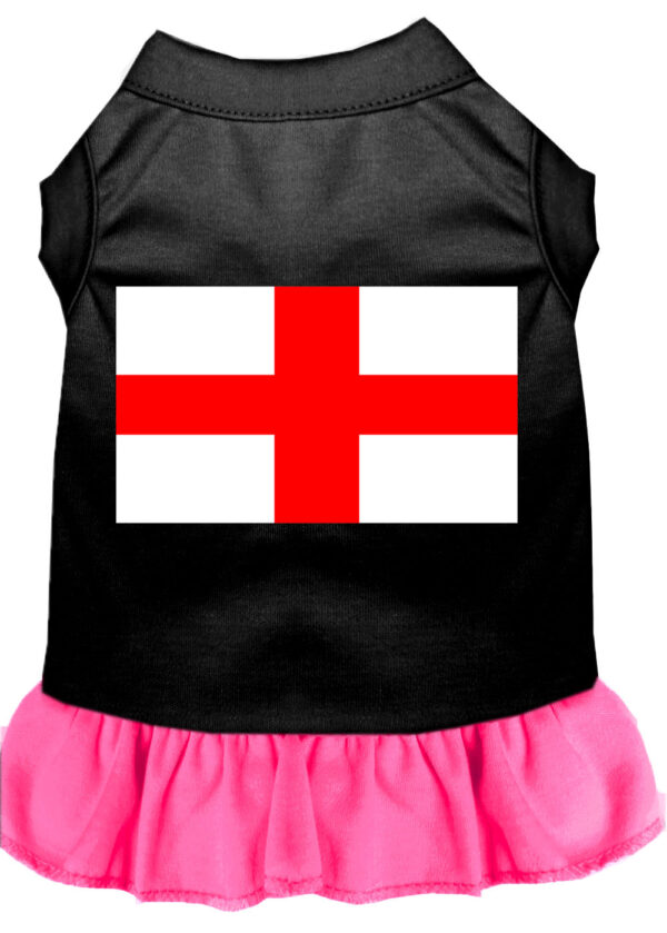 St Georges Cross Screen Print Dress Black With Bright Pink Lg (14)