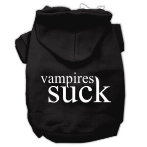 Vampires Suck Screen Print Pet Hoodies Black Size Xl (16)