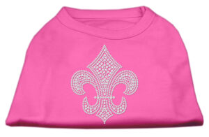 Silver Fleur De Lis Rhinestone Shirts Bright Pink Xl