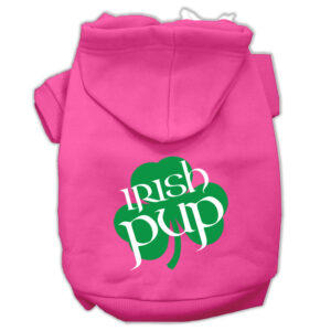 Irish Pup Screen Print Pet Hoodies Bright Pink Size Xl (16)