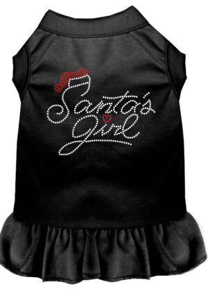 Santa's Girl Rhinestone Dog Dress Black Xxl