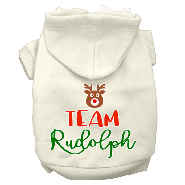 Team Rudolph Screen Print Dog Hoodie Cream M
