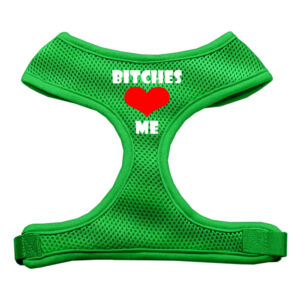 Bitches Love Me Soft Mesh Pet Harness Emerald Green Medium