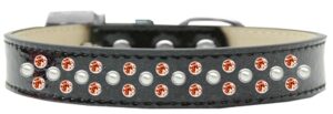 Sprinkles Ice Cream Dog Collar Pearl And Orange Crystals Size 20 Black