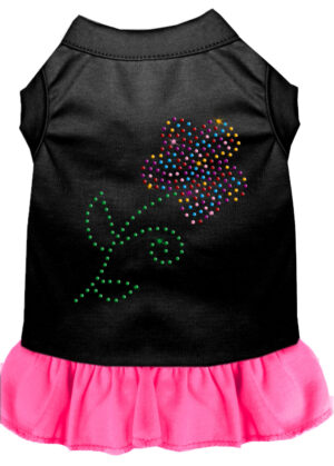 Rhinestone Multi Flower Dress Black With Bright Pink Xxxl