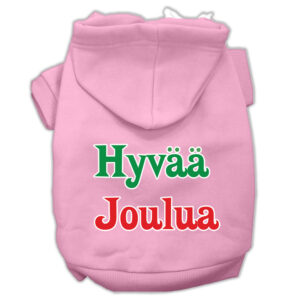 Hyvaa Joulua Screen Print Pet Hoodies Light Pink Xxl (18)
