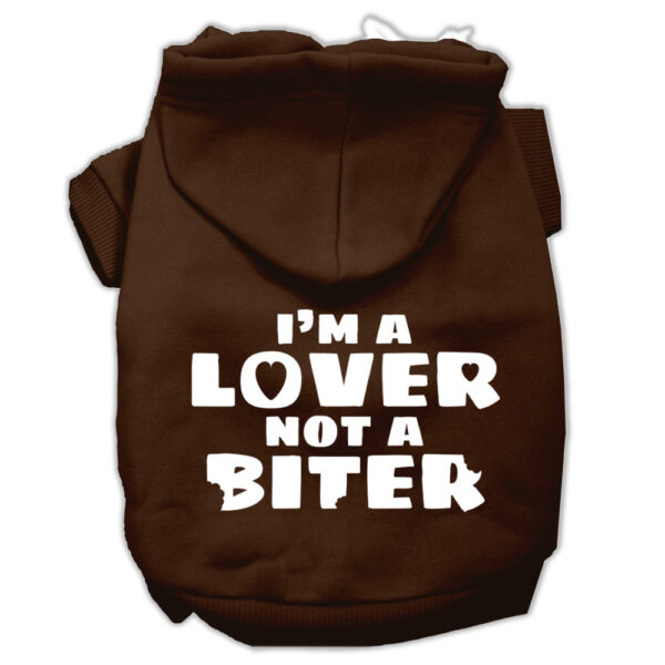 I'm A Lover Not A Biter Screen Printed Dog Pet Hoodies Brown Size Xxl (18)