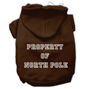 Property Of North Pole Screen Print Pet Hoodies Brown Size Xs (8)
