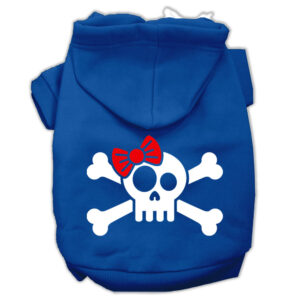 Skull Crossbone Bow Screen Print Pet Hoodies Blue Size Xxl (18)