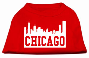 Chicago Skyline Screen Print Shirt Red Sm