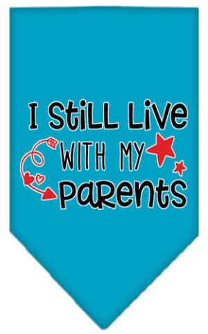 Still Live With My Parents Screen Print Pet Bandana Turquoise Small